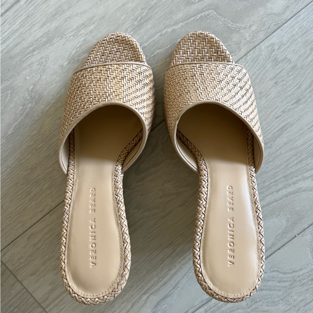 Veronica Beard | Dali Raffia Wedge Sandal | Size 11 | Natural